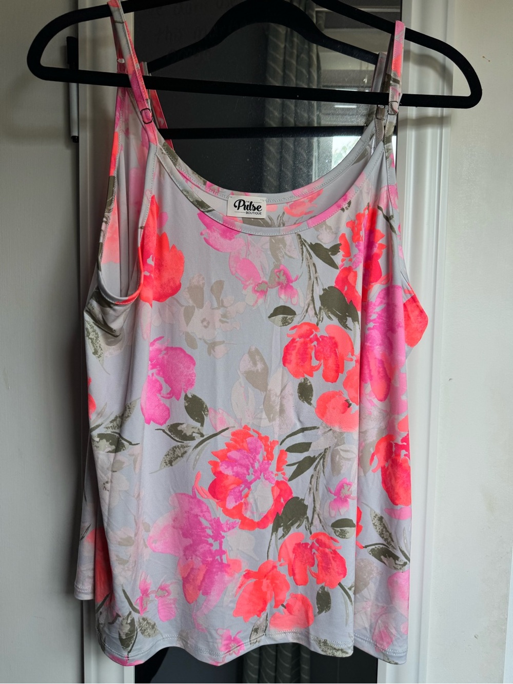 Pulse Boutique Floral Pink & Neon Coral Tank Top